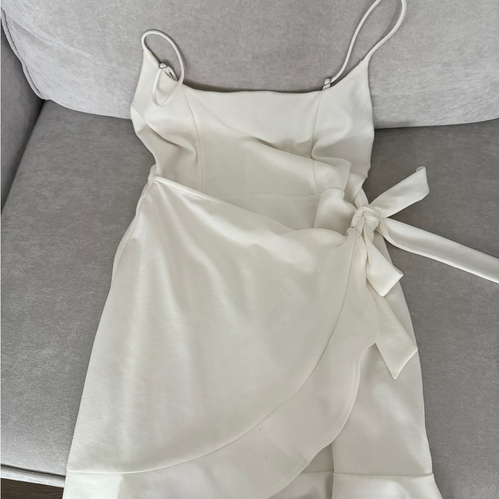 Lucy in the Sky Cream Wrap Mini Dress